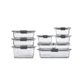 Rubbermaid Brilliance front view showing clear glass bases and lids for easy identification and neat storage