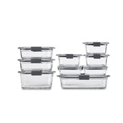 Rubbermaid Brilliance front view showing clear glass bases and lids for easy identification and neat storage