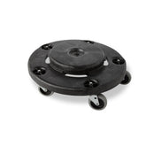 Rubbermaid Commercial dolly front view showing stable base and mobility benefit