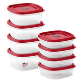 Rubbermaid vista frontal del set mostrando orden y ahorro de espacio