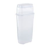 Rubbermaid vista frontal transparente mostrando capacidad y organización