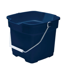 Rubbermaid cubo frontal mostrando diseño resistente y agarre cómodo para transporte