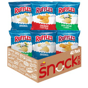 Ruffles variety pack front packaging showing 40 single-serve bags and convenience