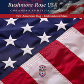 Rushmore Rose USA front view of 3x5 flag showing clear colors and patriotic display benefit