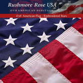 Rushmore Rose USA vista frontal de la bandera 4x6, durabilidad visible