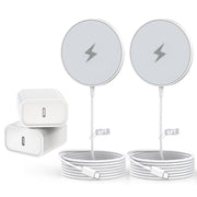 Rvelon front packaging showing two magnetic chargers and PD blocks, quick setup benefit
