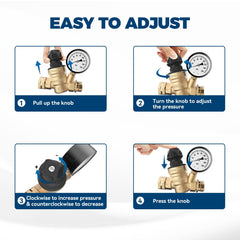 RVGUARD perilla ajustable en primer plano, permite regular presión sin herramientas