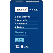 RXBAR frontal del empaque mostrando caja de 12 barras, conveniente y portátil