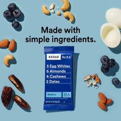 RXBAR ingredientes principales: almendras, anacardos y dátiles para energía natural