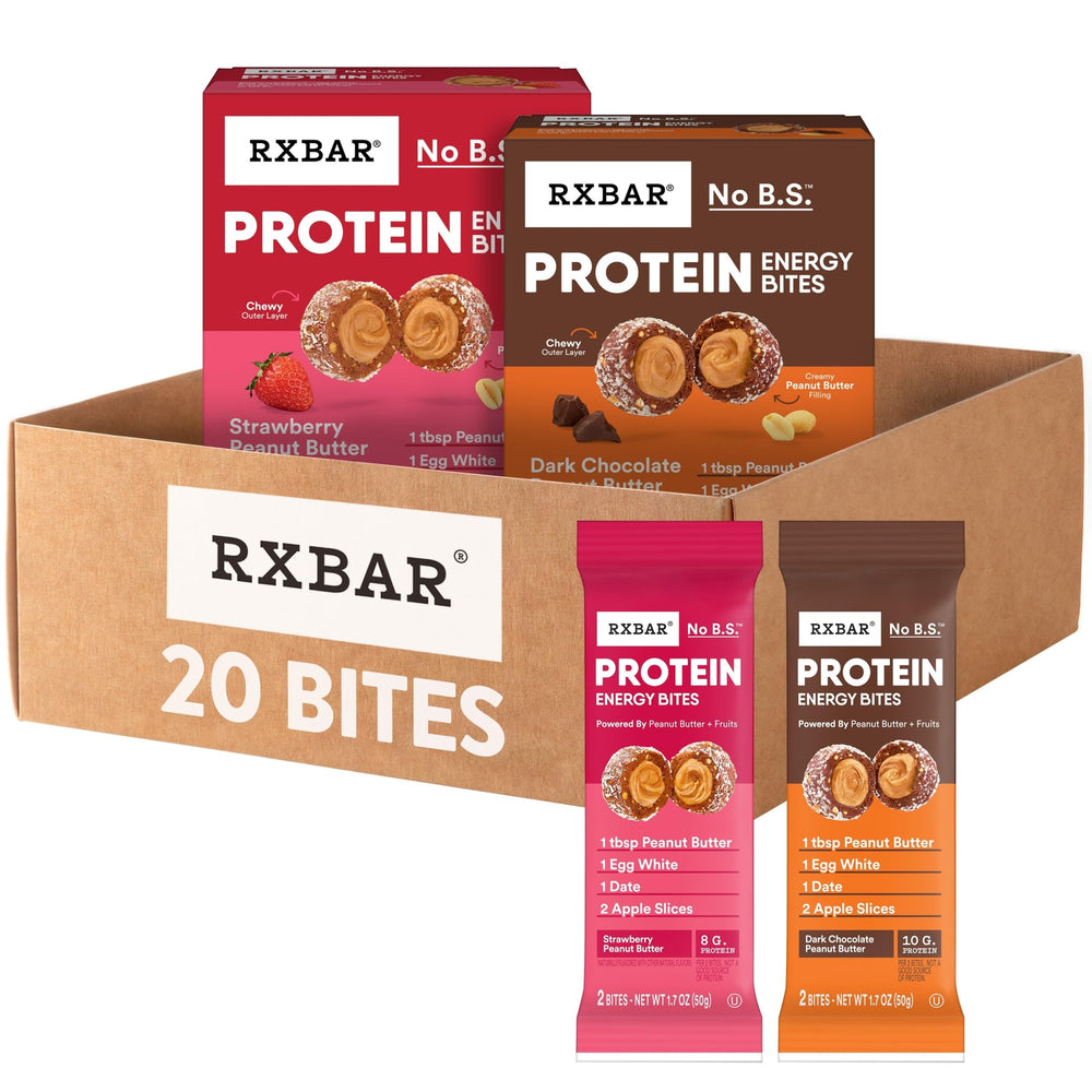 RXBAR bocado empacado frontal mostrando pouch portátil y conveniencia