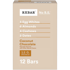 RXBAR empaque frontal mostrando sabor coco chocolate y beneficio práctico