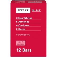 RXBAR caja frontal fresa mostrando 12 barras y beneficio de proteína portátil