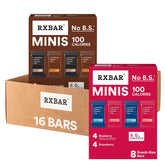 RXBAR vista frontal del pack que muestra las 16 barras y variedad