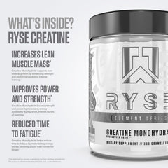 Vaso mezclando RYSE Creatine Monohydrate sin sabor para preparación rápida antes del entrenamiento