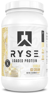 RYSE Up Supplements tarro frontal del producto mostrando etiqueta y beneficios