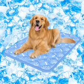 Rywell front view of Ocean Blue cooling mat showing size and branding for durable comfort