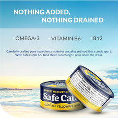 Safe Catch lata abierta con atún sólido, lista para consumo inmediato