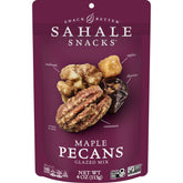 Sahale Snacks front pouch showing maple pecans mix and resealable pouch benefit