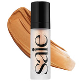 Saie Glowy Super Gel front jar showing product and shade benefits