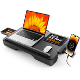 SAIJI front view of lap desk showing full top and drawer, provides stable workstation