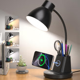 Sailstar front view showing lamp and wireless pad, declutters desk