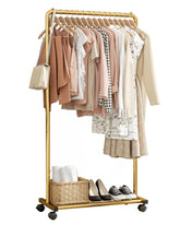 Sakugi front view showing full rack and organized clothes for clear display benefit