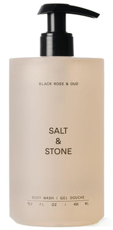 Salt & Stone envase frontal Black Rose & Oud mostrando diseño y beneficio aromático