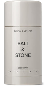 Salt & Stone envase frontal mostrando etiqueta y tamaño 74 g, protección duradera