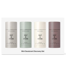 Salt & Stone deodorant sticks lined up with visible scent labels for easy choice