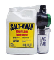 Salt-Away botella 946 ml y unidad de mezcla mostrando el kit inicial y facilidad