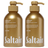 Saltair front packaging showing two 17oz bottles and bright tropical label, inviting hydration