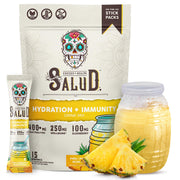 Taste Salud front pouch showing pineapple flavor and convenient benefits