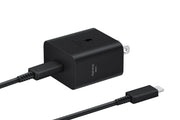 Samsung cargador 45W vista frontal, diseño compacto y carga rápida