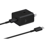 Samsung adaptador 25W frontal mostrando puerto USB‑C y diseño compacto