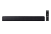 Samsung HW B400F front view showing sleek profile and improved sound