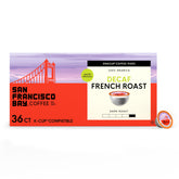 SAN FRANCISCO BAY empaque frontal mostrando cápsulas compostables y beneficio sostenible