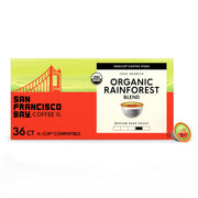 San Francisco Bay front packaging showing 36 ct box and organic badge for easy choice