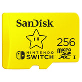 SanDisk 256GB front packaging highlighting Switch licensing and capacity benefit