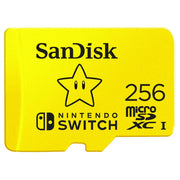 SanDisk 256GB front packaging highlighting Switch licensing and capacity benefit