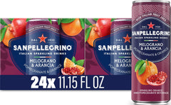Sanpellegrino frente del empaque mostrando 24 latas y diseño italiano