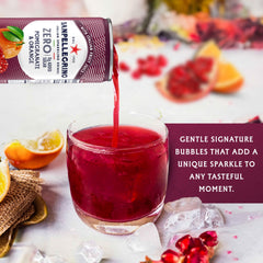 Sanpellegrino lata abierta con espuma que sugiere servicio inmediato y refresco