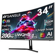 SANSUI 34-inch front view showing ultrawide display and immersive benefit