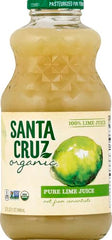Santa Cruz Organic botella frente mostrando etiqueta y jugo puro, uso versátil