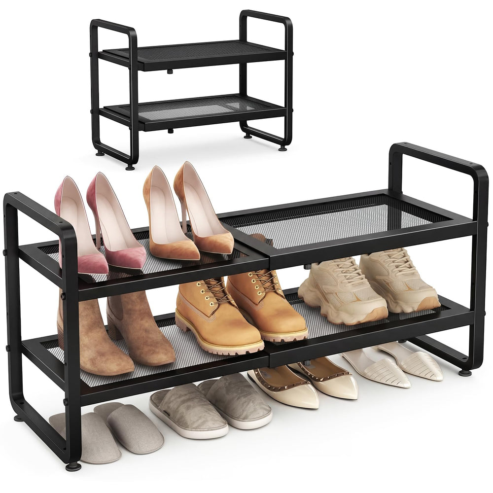 sayzh vista frontal del zapatero 2 niveles mostrando orden y capacidad
