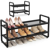 sayzh vista frontal del zapatero 2 niveles mostrando orden y capacidad