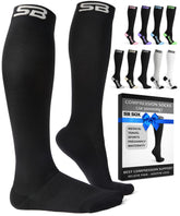 SB SOX vista frontal del calcetín negro sólido mostrando ajuste elegante y compresión