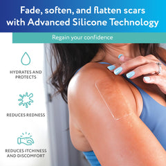 ScarAway adhesive edge view showing secure adherence and water resistance
