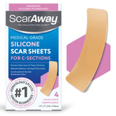 ScarAway vista frontal del envase tan, discreción y protección