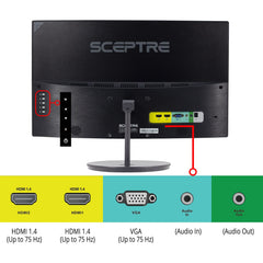 Sceptre mounted on wall via VESA bracket saving desk space and creating a clean installation