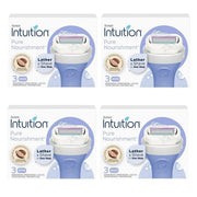 Schick Intuition empaque frontal mostrando pack de 12 cartuchos y beneficio práctico